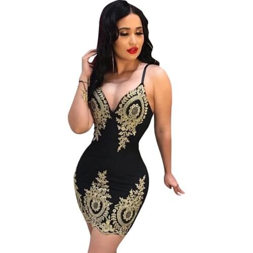 Summer Sexy Bandage Party Dress Women Sleeveless V Neck Embroidery Spaghetti Strap Short Bodycon Dress Plus Size Mini Club Dress