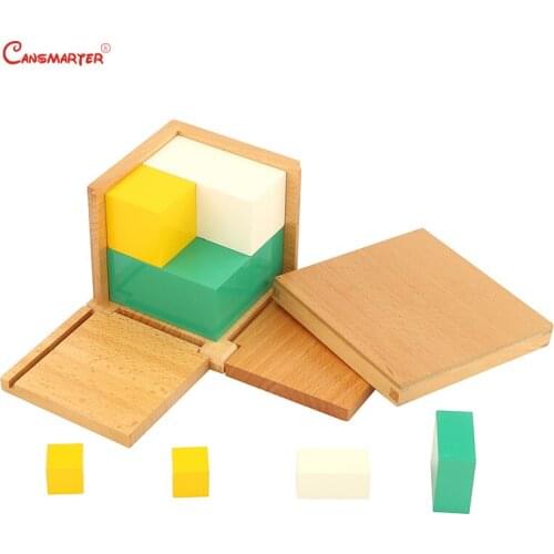 Power of 2 Cubes Kids Maths Toys Educational Montessori Toys Kindergarten Students With Box Solid Beechwood Math Game