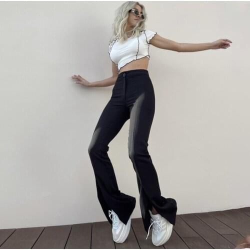 2021 Autumn and Winter New Urban Casual Pants High Waist Solid Color Temperament Flared Trousers Sexy Slim Flared Trousers