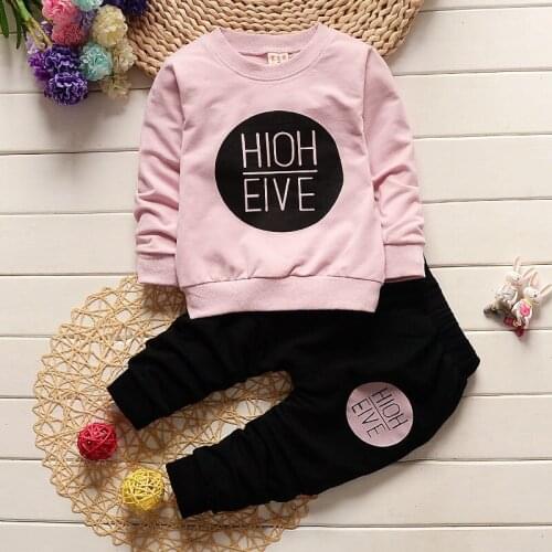 Autumn Korean Simplicity Girls Sets Letter Two-piece Outfits for Girls Children Kids Baby Girls Boys Clothes Childrens Clothing