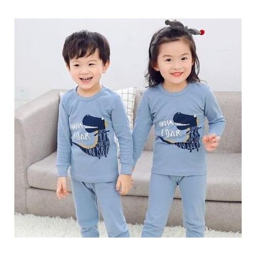 Pijama pajamas boys and girls cotton comfortable round neck clothing childrens pajamas childrens clothing set