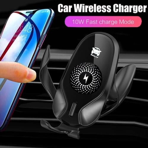 QI 10W 7.5W Wireless Car Charger Wireless Car Charger Phone Holder Auto Wireless Fast Charging Stand for Car Cell Phone Mount