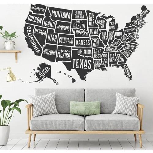 USA Map America Map Wall Decal Home Decor Office Decor Map Wall Sticker for Office Home Wall Decor Gift Vinyl Art Decal B332