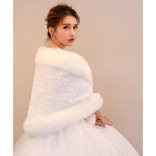 Womens Faux Fur Shawl Stoles Wrap Ladies Shrugs for Wedding Evening Party Dresses Fur Cape for Brides and Bridesmaids Cover Up