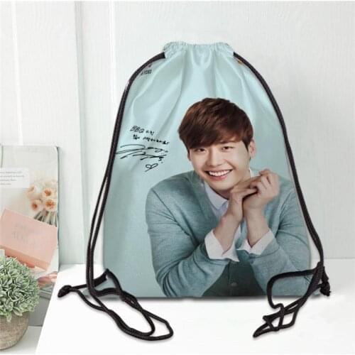 Lee Jong Suk Drawstring Bag Portable Lightweight Backpack Bag Travel Sport Outdoor Hiking Storage Bag Silk Fabric Bag 20201102