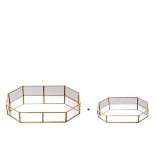 1pcs Retro Copper Bar Glass Plate Afternoon Tea Cake Tray Dessert Plate Jewelry Cosmetic Storage Tray