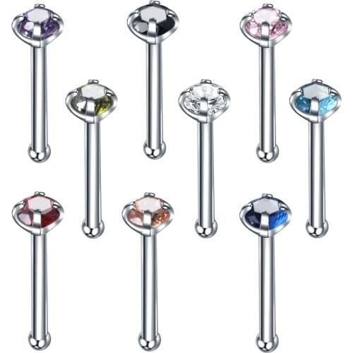 2020 Fashion 1Pc 20G Stainless Steel Nose Stud Septum Piercing Round Zircon Cartilage Tragus Piercing Body Jewelry for Women