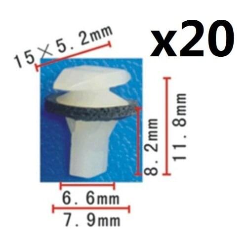 20pcs Nylon Fit Acura For Honda Front Rear Doors Weatherstrip Retainer Clip 10x6mm oe 91530-ST5-003