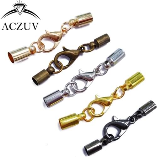 200pcs 2mm to 12mm Leather Cord End Caps with 12mm Lobster Clasp Hooks Necklace Bracelet Rope Ends Sets Connector Crimp Beads