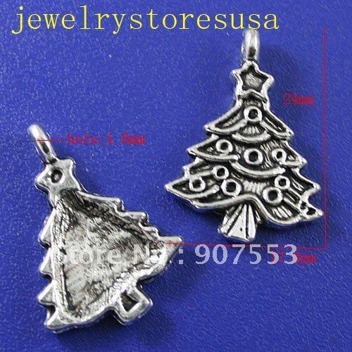 30 Pcs Tibetan silver christmas tree charm H0172