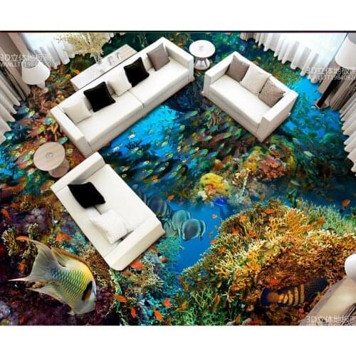 3D flooring Painting wallpaper girls bedroom Living room bedroom ocean wall paper self adhesive modern floor