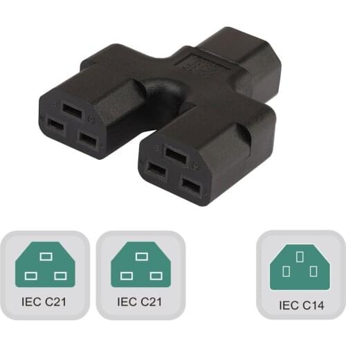 IEC320 C14 TO C21 Converter ,C14 Male to Dual 2*C21 Female Power Adapter, UPS PDU Power Adapter