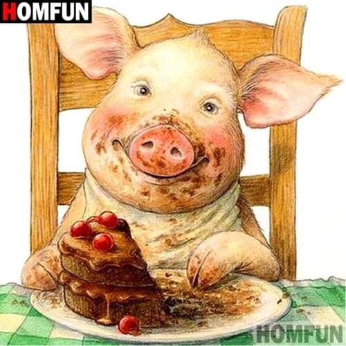 HOMFUN Full Square/Round Drill 5D DIY Diamond Painting "Cartoon pig cake" 3D Embroidery Cross Stitch 5D Decor Gift A16835