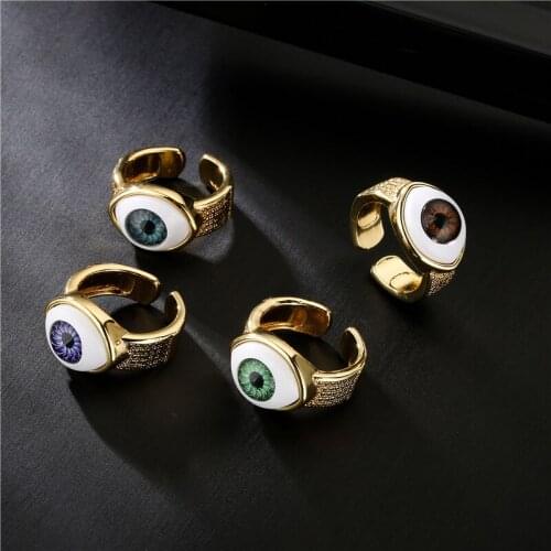 Australian bronze plated 18K Gold three-dimensional devils eye ring with adjustable opening