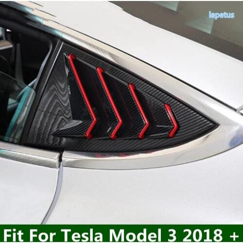 Lapetus Side Rear Window Scoop Louver Shutter Sticker Cover Trim Car Styling 2PCS For Tesla Model 3 2018 - 2021 Exterior Parts