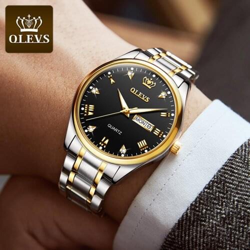 Top Brand OLEVS Mens Classic Quartz Waterproof Watch Leather Strap Business Popular Casual Men Watch Date Clock