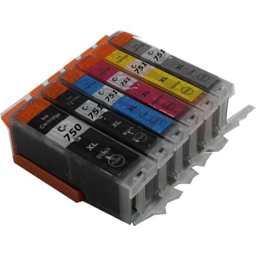 6 color PGI-750 CLI-751 BK C M Y GY compatible ink cartridge For canon PIXMA MG6370 MG7170 IP8770 printer full ink