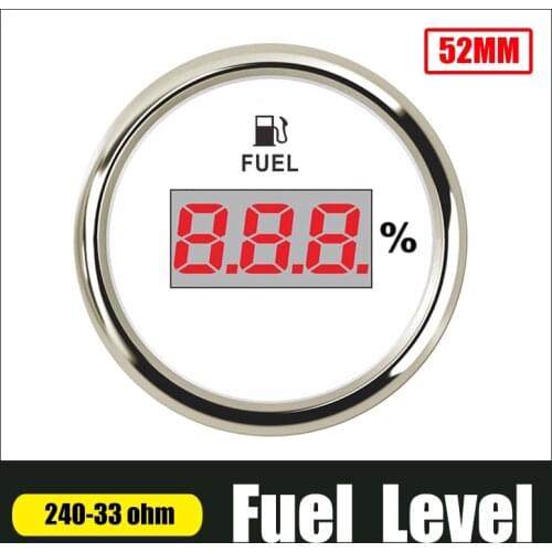Red Backlight Digital Fuel Level Gauge 240-33 ohm For Truck Marine Boat 52mm Fuel Gauge Meter 9V-32V With Red Backlight