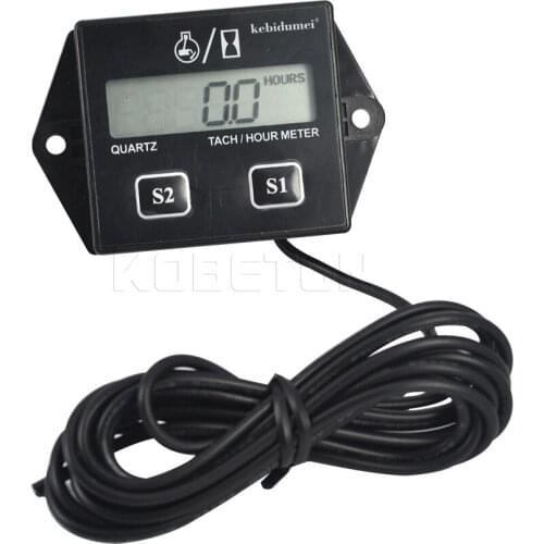Digital Tachometer Tach Hour Meter Digital Engine Tachometer Gauge RPM LCD Display for Chain ATV Motorcycle 2/4 Stroke Engines