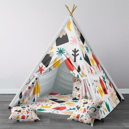 Play Tent for Kids Wigwam Portable Indoor Playground Tents Children Bedrooms Colorful Baby Shoes House Mountain Model 1362