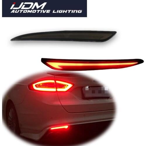 IJDM For 2014-2016 Ford Fusion Mondeo Fluid Style Red LED Bumper Reflector Lights, Function as Rear Fog Light Tail/Brake Lights