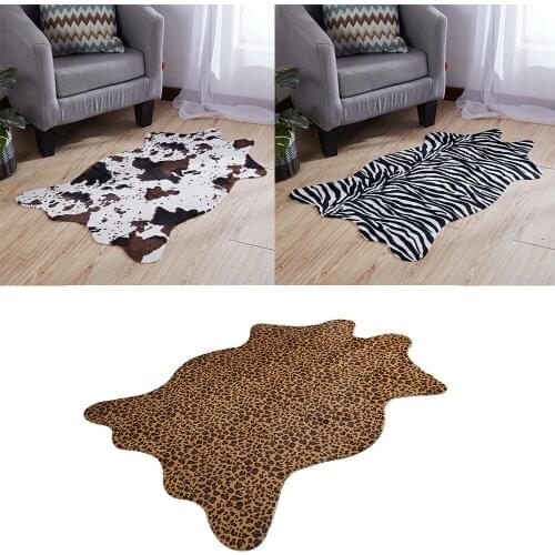 Imitation cow horse leopard printed Rug Cowhide faux skin leather Non Slip Anti skid Mat Animal print Carpet