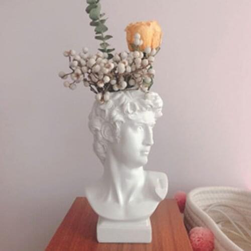 Resin Vase Home Decoration Makeup Brush Storage Box Pen Holder European Style Decoration David Head Sculpture Model Wedding