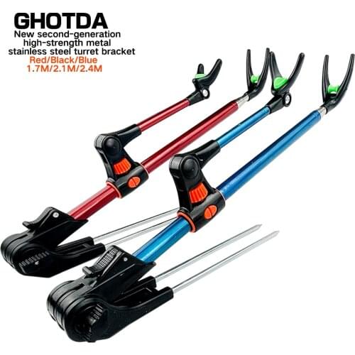 Fishing Pole Stand Bracket for Fishing Rods Stainless Steel Adjustable Telescoping Fishing Tool 1.7/2.1/2.4M