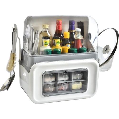 Kitchen supplies household seasoning box multi-function rack seasoning knife pot rack storage box with lid