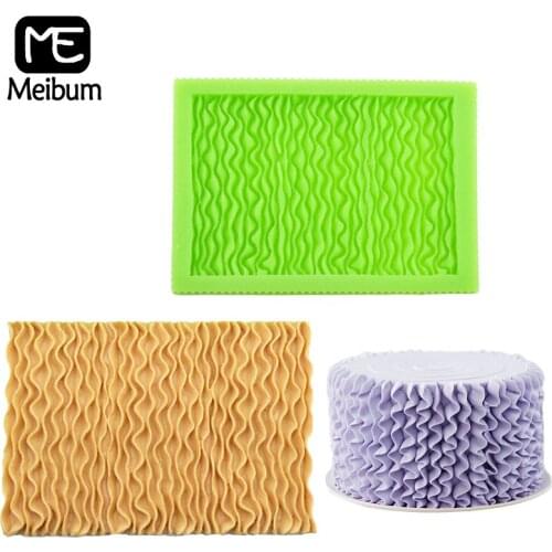 Meibum Barbie Pleated Skirt Silicone Fondant Cake Mold Romantic Ruffle Wedding Birthday Paste Sugar Craft Border Decorate Mould