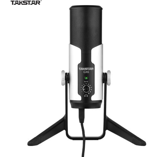 TAKSTAR GX6 USB Microphone Desktop Stereo Digital Condenser Mic with Shock Mount for Broadcasting Gaming Livestream Video Record