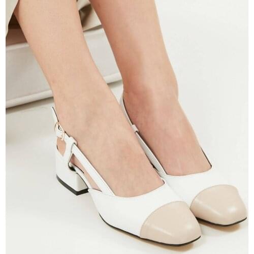 Mio Gusto Brand HILDA, White / Skin/Tan, 3Cm Low-heel, high Quality Fashion Women 's Shoes