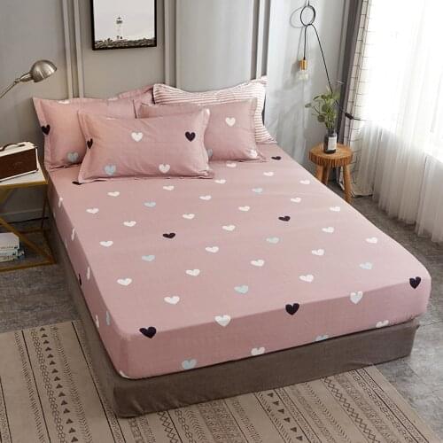 3 Pieces New Printed Pattern Cotton Bed Sheet Pillow Case Three Piece Mattress Cover Non-Slip Small Oversized