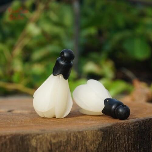 Natural Bodhi Seed Pendant Carved Big Magnolia Flower Rose Black Torus White Bead Mala Japa Beads Bracelet Jewellry Findings DIY