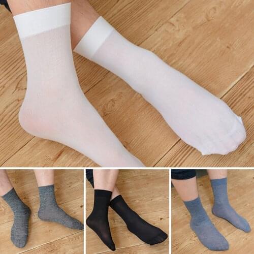 10 Pairs Men Soft Silk Thin Socks Summer Breathable Absorbs Sweat Ankle Socks Set Business Men Leisure Solid Color Short Socks