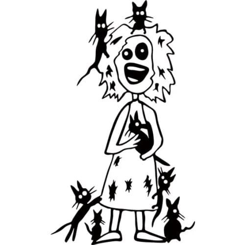 New Hot Sale Car Stying Crazy Cat Lady Vinyl Decal Car Window Wall Bumper Jdm Stick Family Mom Funny Jdm