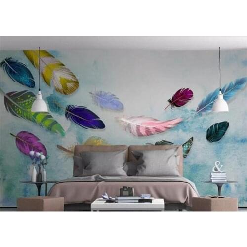 Wallpaper for walls 3 dSimple color hand drawn feather pattern wall mural background wall wallpaper for walls in rolls
