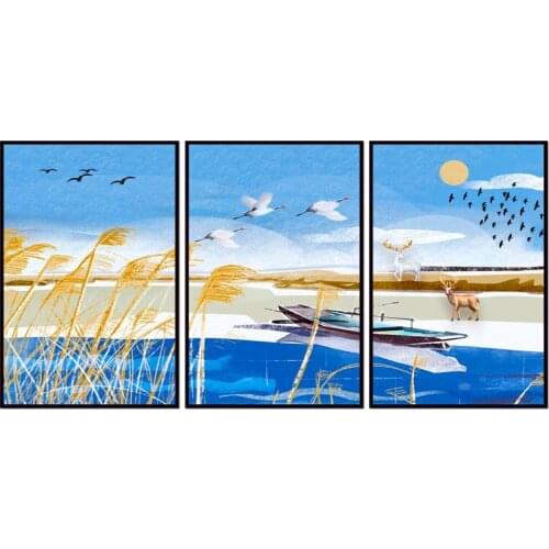 Wholesale Elk Landscape Series Paintings Wall Art Home Decoration framed Canvas Painting For Living Room 12YM-A-746