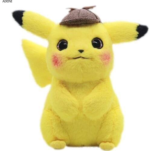 28cm Pikachu Plush Toy Stuffed Toy Detective Pikachu Japan Anime Plush Toys For Children