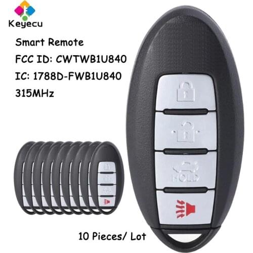 KEYECU 10 Pieces Keyless Entry Remote Control Key - 4 Buttons 315MHz - FOB for Nissan Sentra Versa 2013-2017 FCC ID: CWTWB1U840