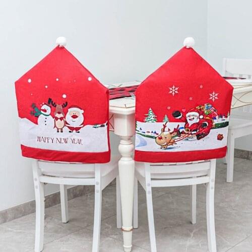 Christmas Chairies Cover Santa Claus Kitchen Table Chair Covers Christmas Holiday Party Home Decoration Dropshipping