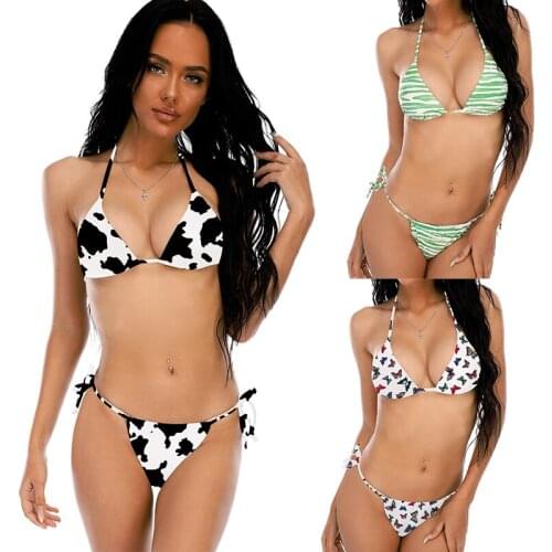 Sexy Push Up Halter Brazilian Bikini Set Women 2021 New Bandage Bikini Set Swimsuit Triangle Halter Bra Thong Swimwear Bathing