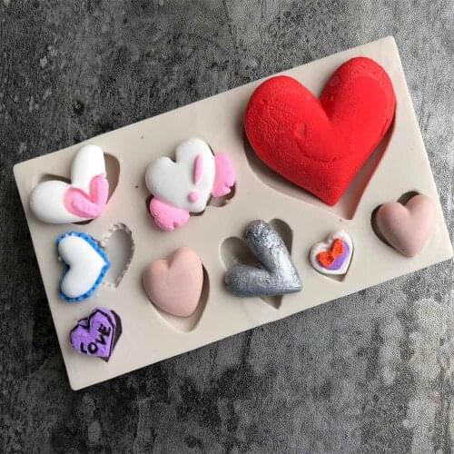 Different Style Heart Silicone Molds Wedding Cupcake Fondant Cake Decorating Tools Gumpaste Chocolate Mold Soap Clay Moulds
