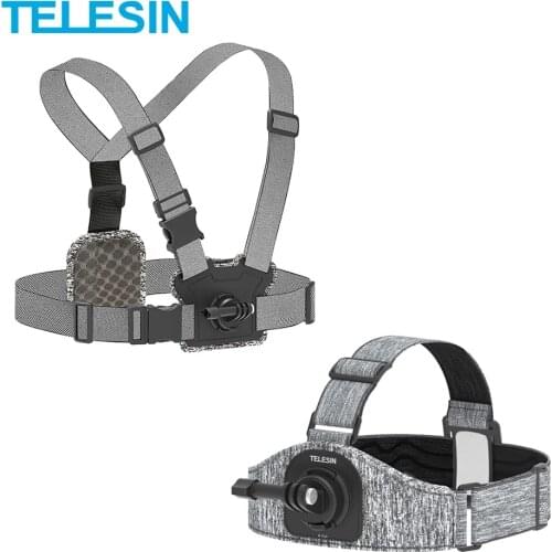 TELESIN Chest Head Strap Front Rear Double Mount Strong Elasticity for GoPro 9 8 7 6 5 DJI OSMO YI SJCAM SJ8 Camera Accessory