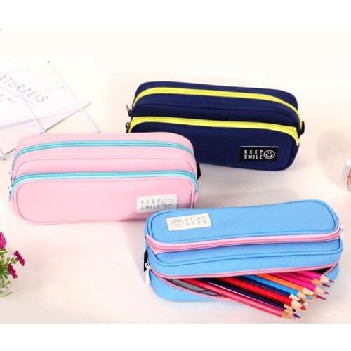 Trend Simple Pencil Bag Multi Function Creative Double Sided Pencil Bag Colorful Canvas Zipper Storage Bag Stationery Bag
