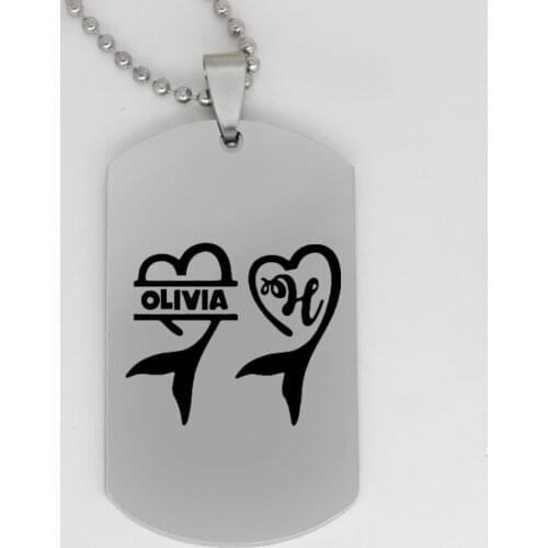 Ufine jewelry girl gift pendant army card fish tail stainless steel customed necklace N4283