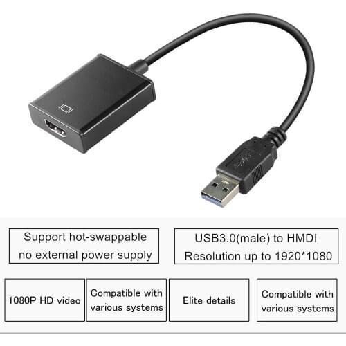 USB 3.0 To HDMI Audio Video Adaptor Converter Cable For Windows 7/8/10 PC 1080P
