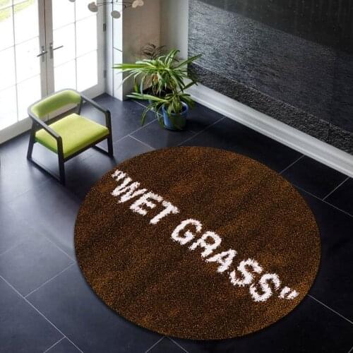 Wet Grass Brown Pattern Round Rug, Brown Round Carpet, Circle Area Rug, Modern Round Carpet, Popular Rug, Home Decoration