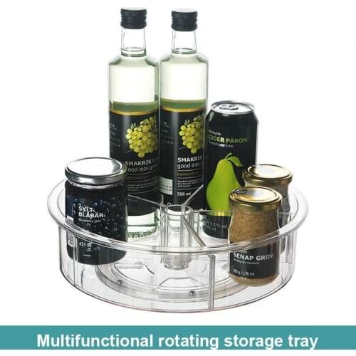 360 Rotation Cabinet Organizer Storage Containers Spice Drink Cosmetic Storage Rack Transparent Turntable Kitchen Bathroom Tools