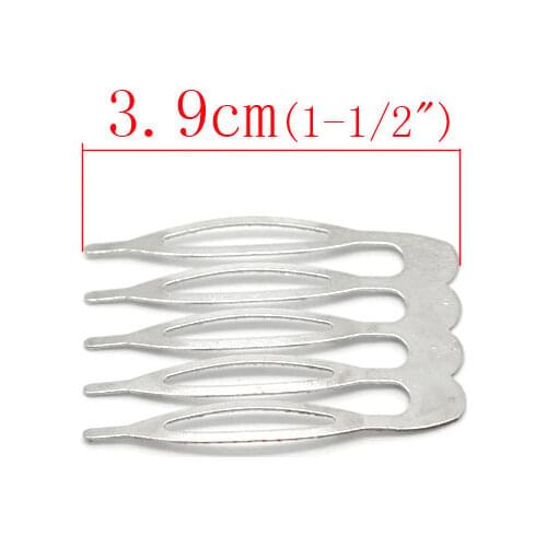8SEASONS 30 Silver Color Comb Shape Hair Clips 39x26mm (B15509)